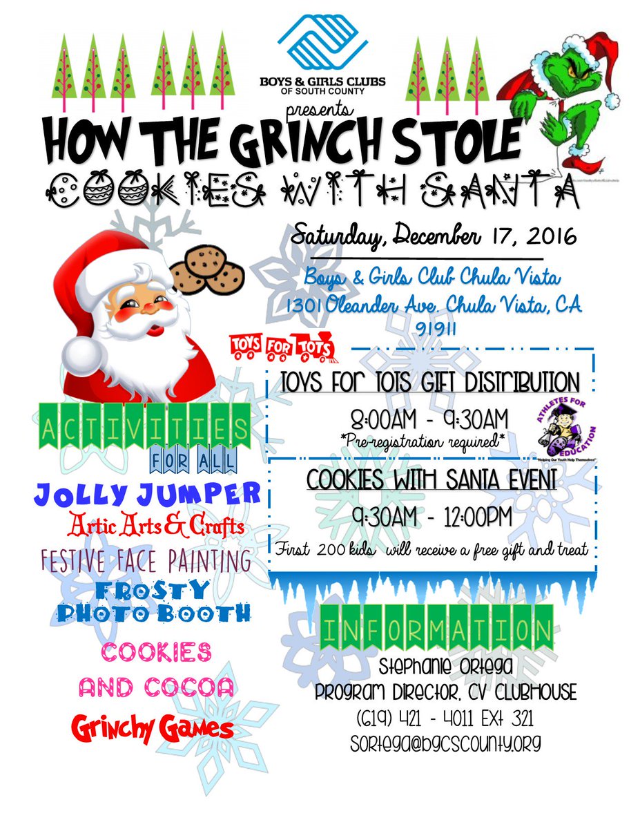 BGCSouthCounty's tweet photo. Join us tomorrow for our Cookies with Santa event! Free toy for the first 250 kiddos in line, no pre-registration required! https://t.co/KTFclJtvJ6