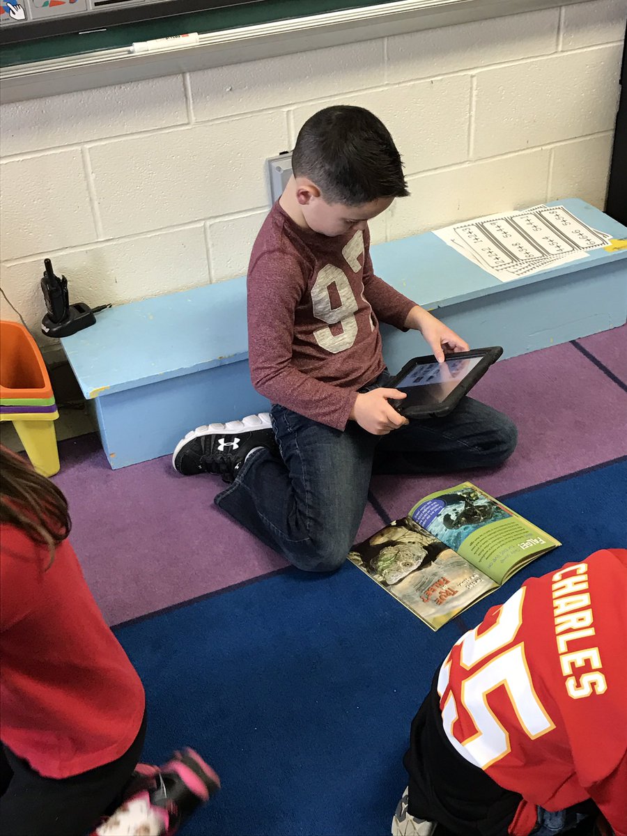 CBennettFirst's tweet image. Making iMovies about text features.