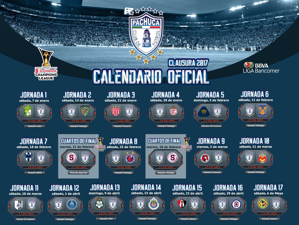 Our official calendar for #Cl17 of <a href="/LIGABancomerMX/">LIGA MX unofficial🚫</a>  and final phase of <a href="/CONCACAF/">Concacaf</a> . #ElÚnicoEnMi💙