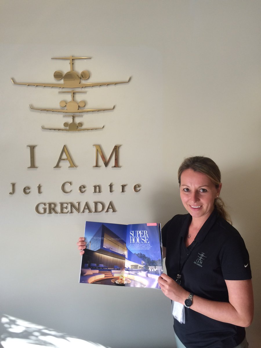 Delighted seeing #superhouse Jamaque Paradis article in 1st class lounge at Grenada airport. Thanks  to IAM Jet Centre and Gaby Kozub