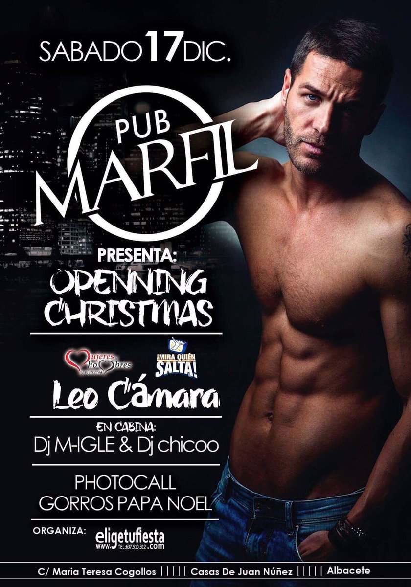 Este sabado 17 <a href="/Eligetufiesta/">Eligetufiesta.com</a> se va con el guapo de @lecamas de MYHYV a <a href="/PubMARFIL/">Pub MARFIL</a> y <a href="/salalokualo/">sala lokualo</a> a comenzar muy bien la navidad no faltes!!