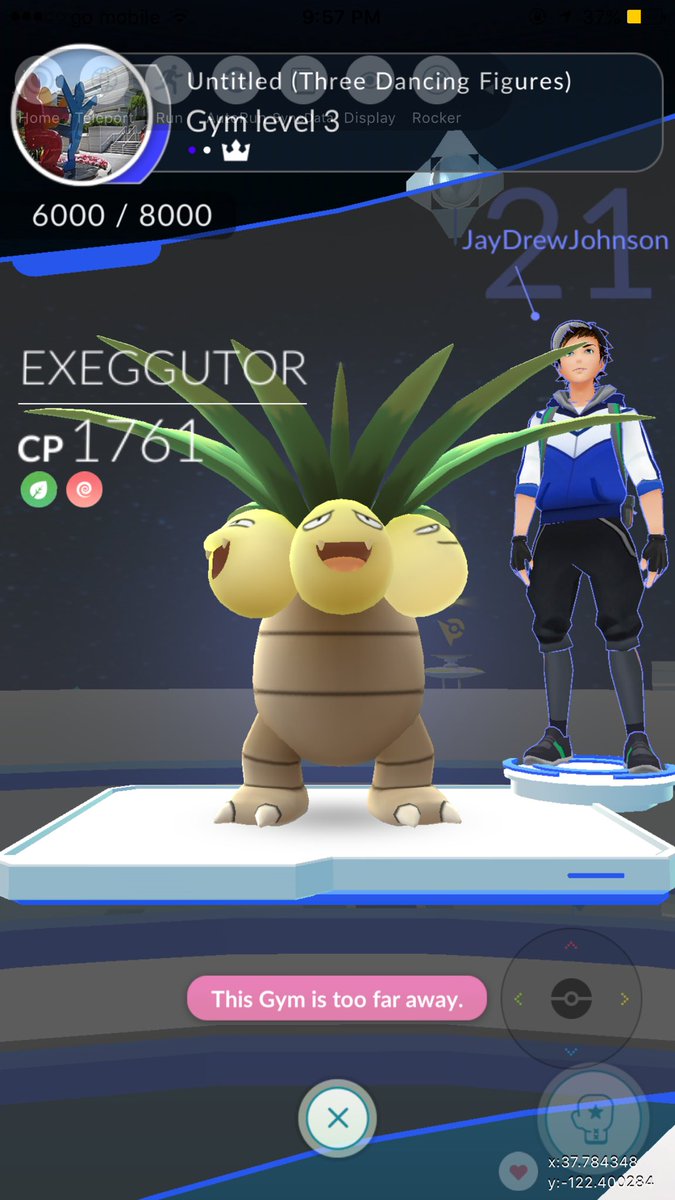 Addict4Pokemon's tweet image. GOT 2 Pokémon at once is a gym. 💪🏼 #PokemonGO #Level21 #exeggutor #electabuzz #pokemongym #battles