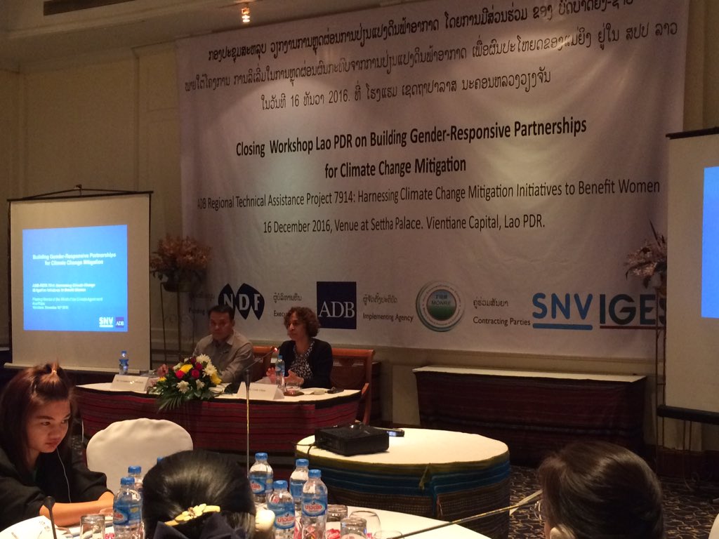 Opening remarks at the final workshop of the Building Gender-Responsive Partnerships for Climate Change Mitigation in Vientiane this morning