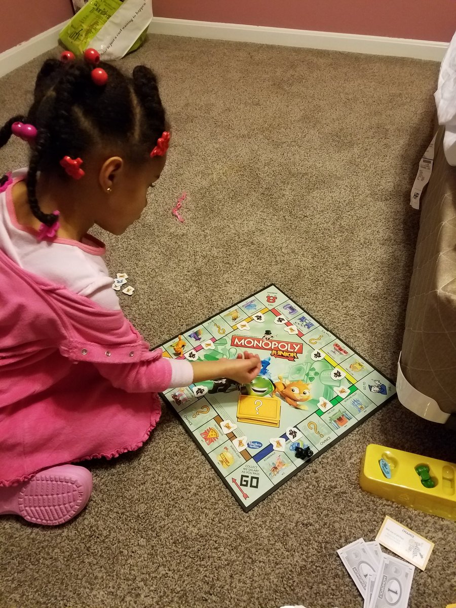 SuprHero's tweet photo. @ImBbyGirl and I are playing #MonopolyJr. https://t.co/o65uVfY6bU
