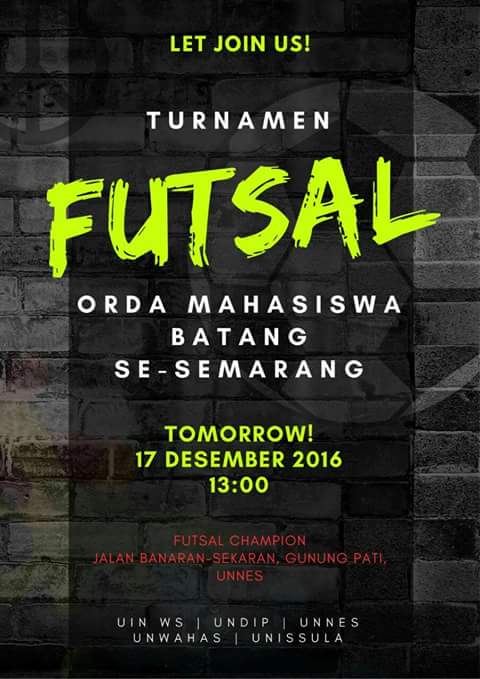 kmbs_uinws's tweet photo. Jangan lewatkan turnamen futsal orda mahasiswa Batang se-Semarang😎👍👏 @forkombi_batang @BatangPromosi https://t.co/Lbyw8F3jlq