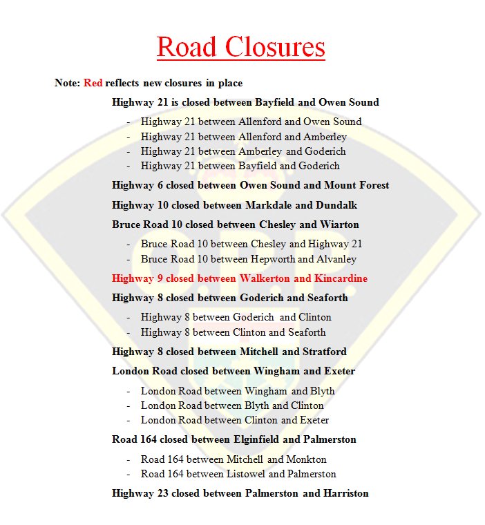 OPP_COMM_WR's tweet image. UPDATE: ROAD CLOSURES: Road and Highway closures due to poor weather conditions. #SeeSnowGoSlow ^lp