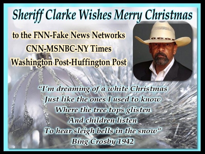 SheriffClarke's tweet photo. Democrat Party propaganda machine @nytimes @washingtonpost @CNN @MSNBC @HuffingtonPost made my Christmas card list for 2016. Coal for them. https://t.co/7UtWMQFohQ