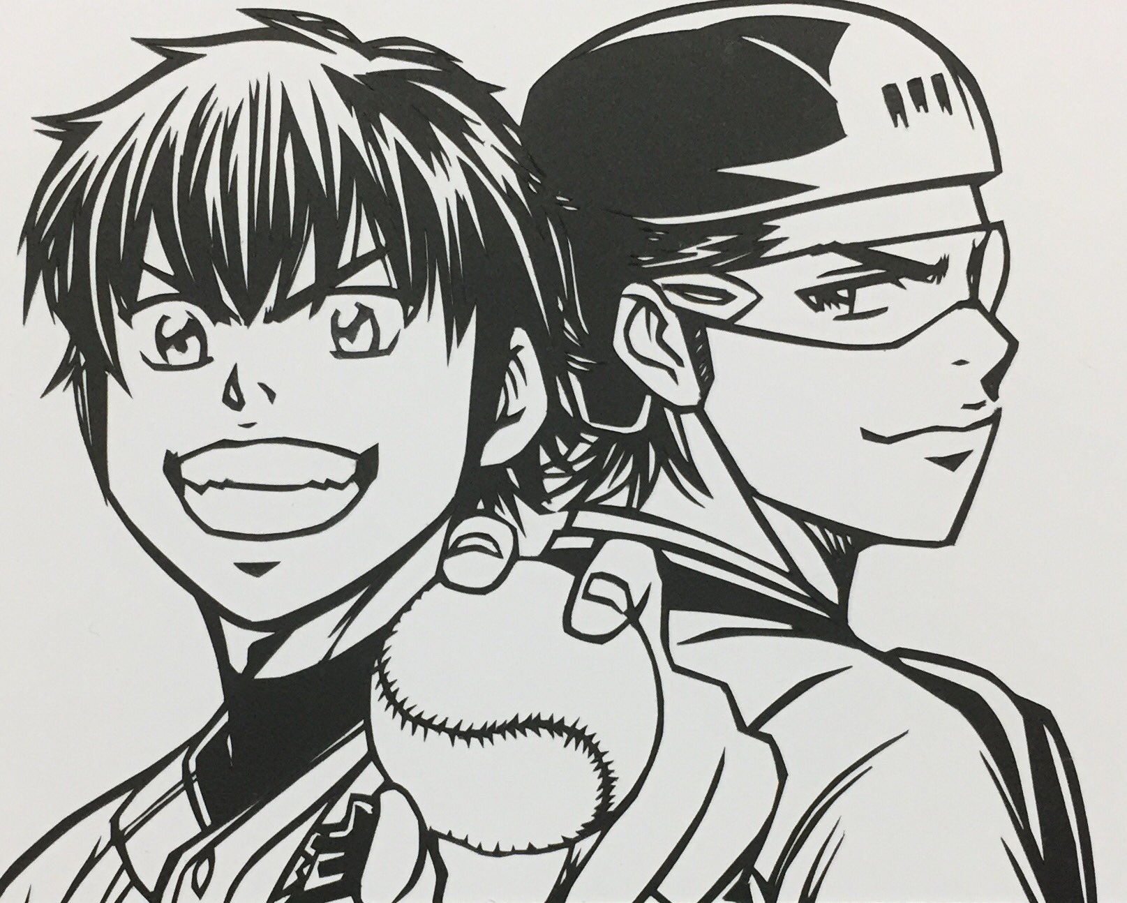 ちゃり ダイヤのエース キャラ 切ってみました 切り絵 沢村栄純 御幸一也 ダイヤのエース T Co R1ruqbbcph Twitter