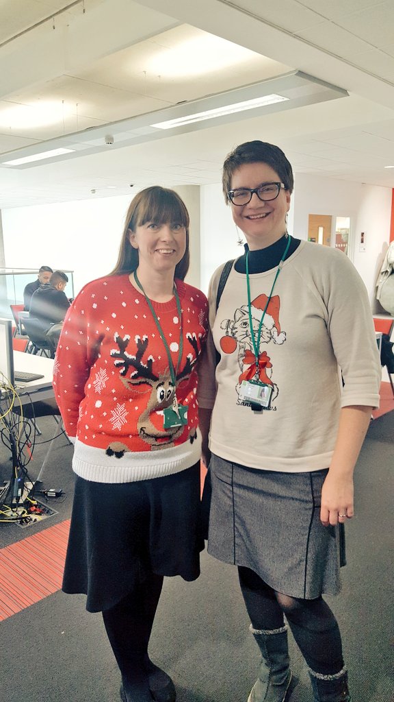 BC6Formers's tweet photo. #christmasjumperday @BradfordCollege today on 5th floor! Have you joined in? https://t.co/hVF3nekIze