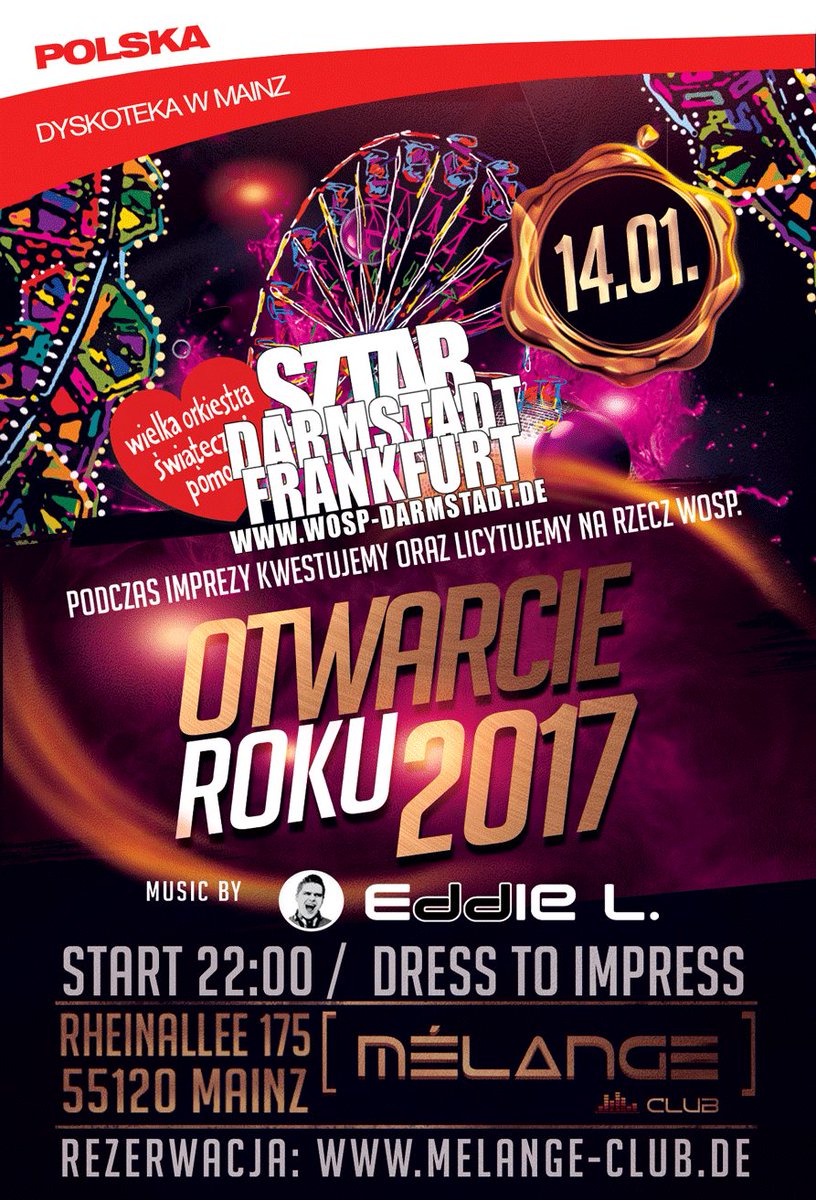 WOSP_DA_FFM's tweet photo. #wosp2017 #melangemainz  
Lubicie dyskoteki? Mamy dla Was niespodziankę!!! https://t.co/yWK3LNXHw4