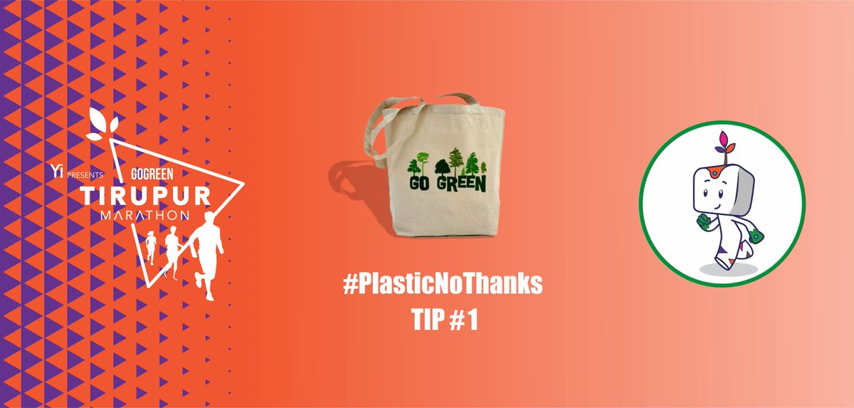 tirupurmarathon's tweet photo. Take a cloth bag or jute bag when you go shopping, even for a few things. This way, you can say #PlasticNoThanks! 
#GoGreen #TirupurMarathon https://t.co/cLtfTZNFxn
