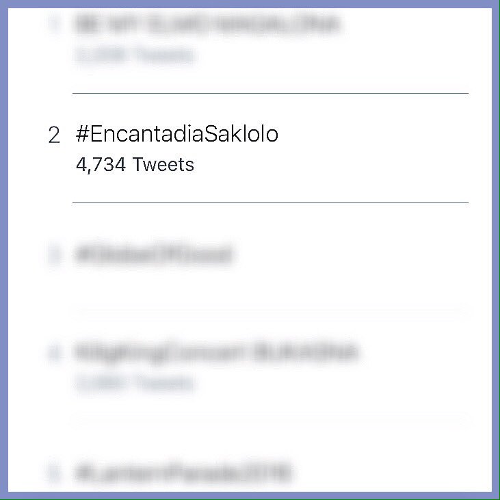 TrendingKapuso's tweet photo. TREND UPDATE:

#EncantadiaSaklolo is now trending on 2nd spot nationwide as of 7:50 PM.

12/16/16 #KapusoTrends https://t.co/ckTSNy1Zg6