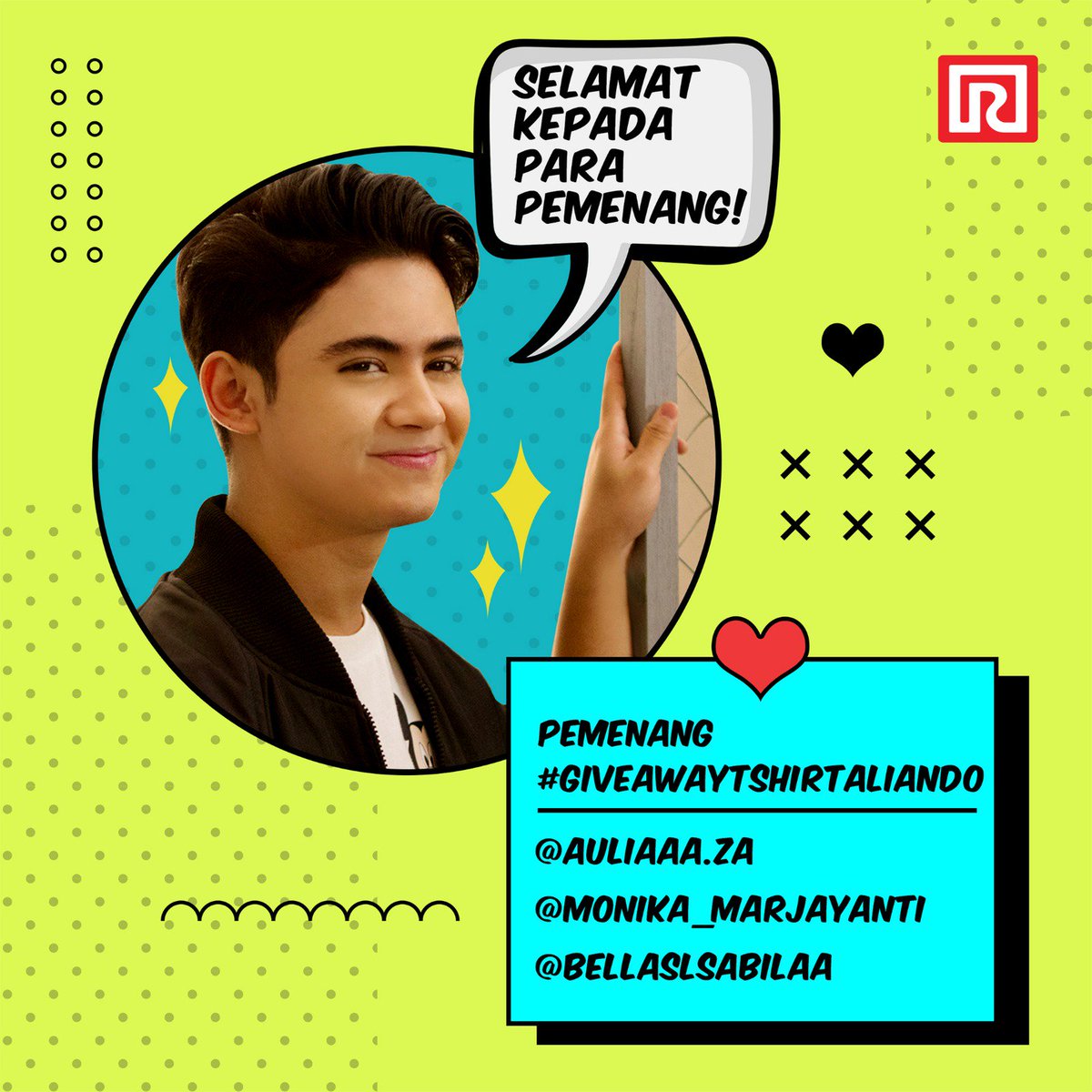 Selamat untuk para pemenang yang mendapatkan ttd dari <a href="/alysyarief/">Aliando Syarief.</a>