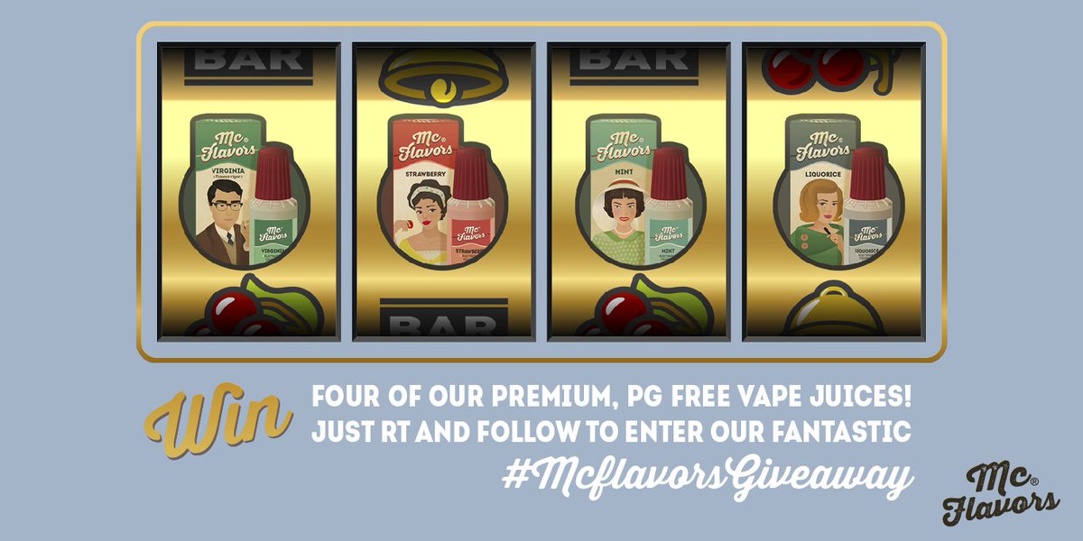 #TGIF! Who is ready for a #McFlavorsGiveaway? For your chance to #WIN FOUR of our lovely e-liquids, just FOLLOW + RT! Good luck!