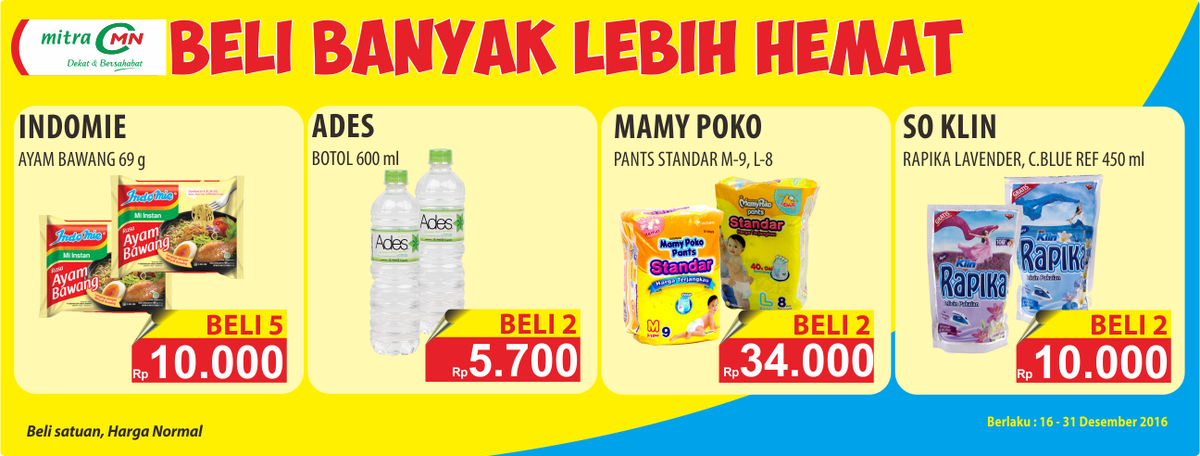 InfoCMN's tweet photo. PROMO TERBARU Periode 16-31 Desember 2016 untuk semua Mitra CMN #promoCMN #MitraCMN #DekatdanBersahabat https://t.co/R2rTYLhVfY