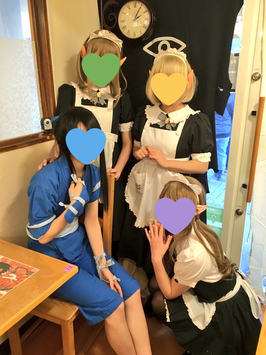 @Chii1210 
【ドリフカフェ単騎突入レポ③】
*複製原画舐め回す勢いでガン見してきた✨

*店員さんにお写真もお願いした♡
オルミーヌちゃんとイージーちゃん居る日もあるみたいだけど、今回はメイドエルフ娘ちゃん&amp;与一!
皆可愛かった〜♡♡
一応お顔は伏せときます💦 
