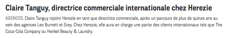 herezie's tweet photo. Claire Tanguy nommรฉe directrice commerciale internationale. ๐๐ป #WelcomeClaire (via @Strategies) https://t.co/3dV1oDSoOu