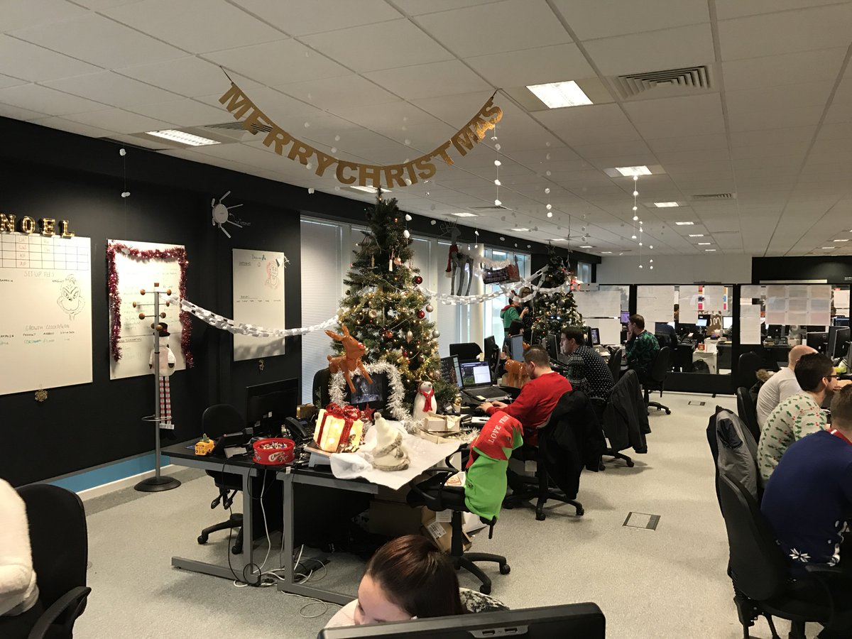 SaleCycleLife's tweet image. Someone's feeling festive! @SaleCycle Xmas Decs Battle 2016! Good job our Tech team isn't competitive! #christmasjumperday #LoveWhatYouDo