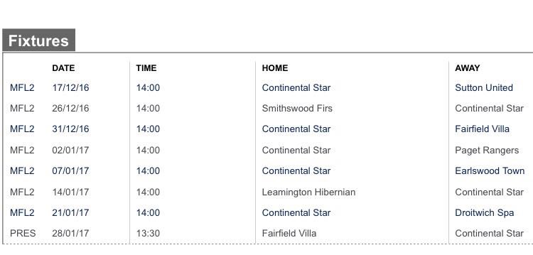 Christmas &amp; New Year Fixtures, support welcomed