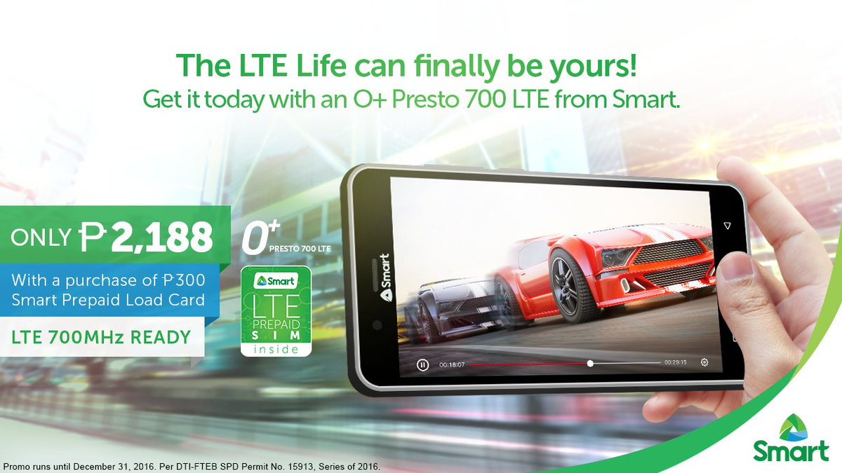 LiveSmart's tweet photo. Get O+ Presto 700 LTE for only P2,188! An LTE capable smartphone that fits your budget! Buy now at https://t.co/UFgk0T3iP3 #SmartPhoneForAll https://t.co/y8UeC6Sxno