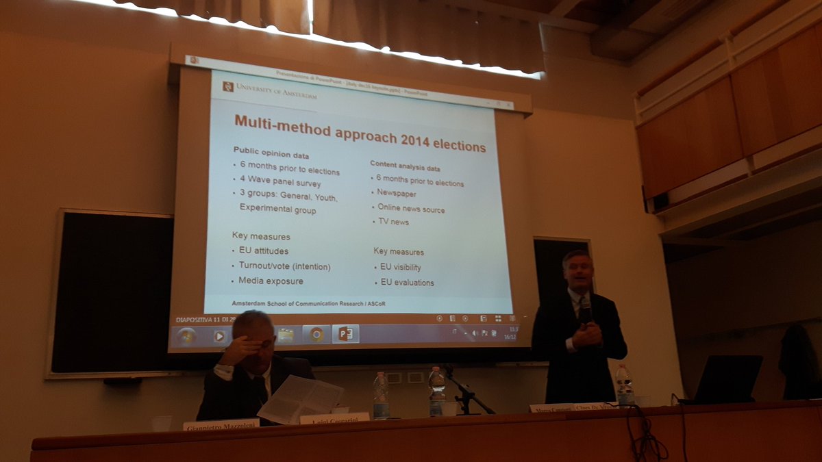 AssoComPol's tweet photo. @claesdevreese amazing keynote speech on next generation of #electoralstudies at #assocompol2016 #compol16 https://t.co/sRMn56hOTU