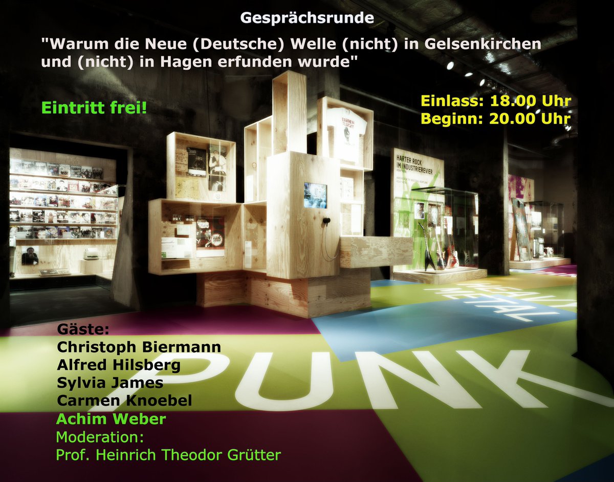 ruhrmuseum's tweet photo. Gesprächsrunde in der Ausstellung "Rock & Pop im Pott".
Heute um 20.00 Uhr. #RuPiP #NeueDeutscheWelle #NDW 🎵🎶 https://t.co/0FY4uJ87NB