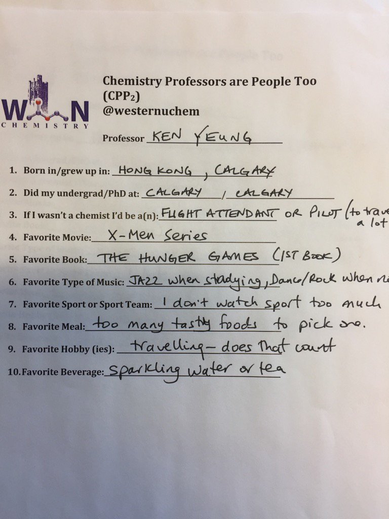 westernuchem's tweet image. This week in Chemistry Professors are People Too #CPP2: Dr. Ken Yeung, Associate Chair, Undergrad