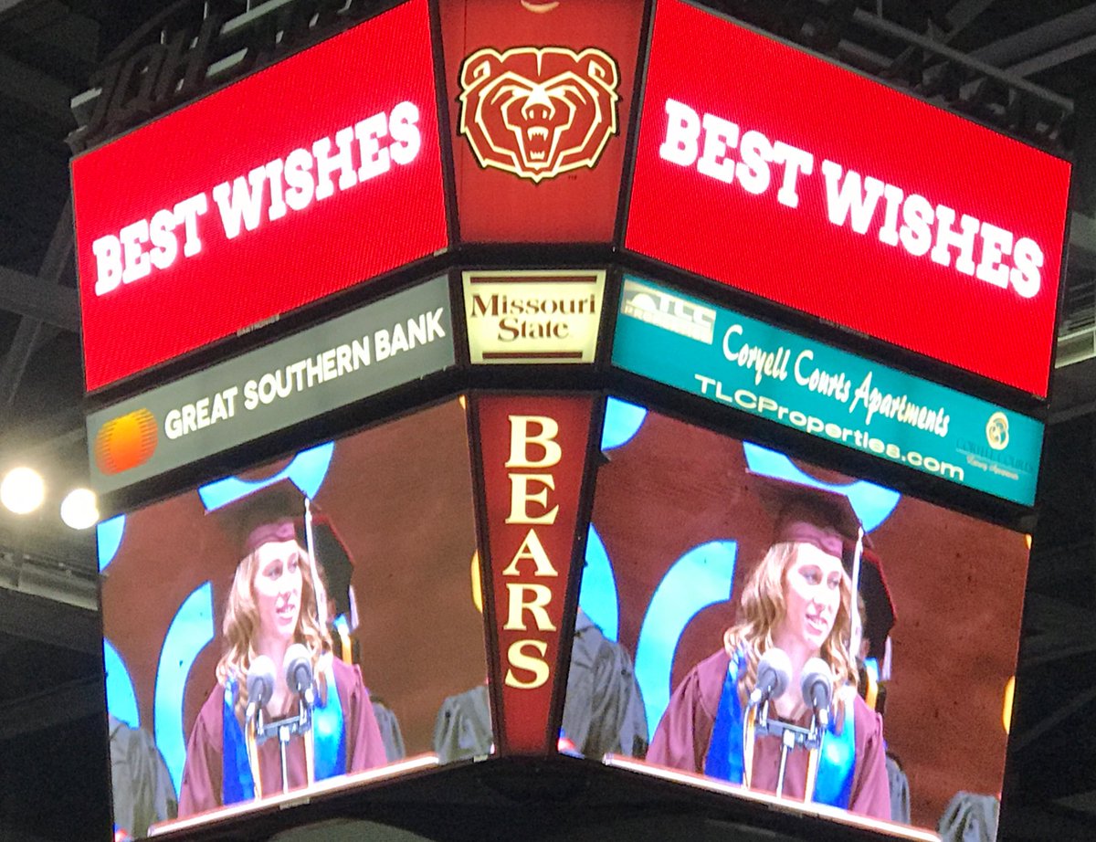 MSUCDPM's tweet photo. Great job to our office GA @dio_neo on her graduation speech!  We are proud of you! #BearGrads #NoRagrets https://t.co/5YULJfc85f