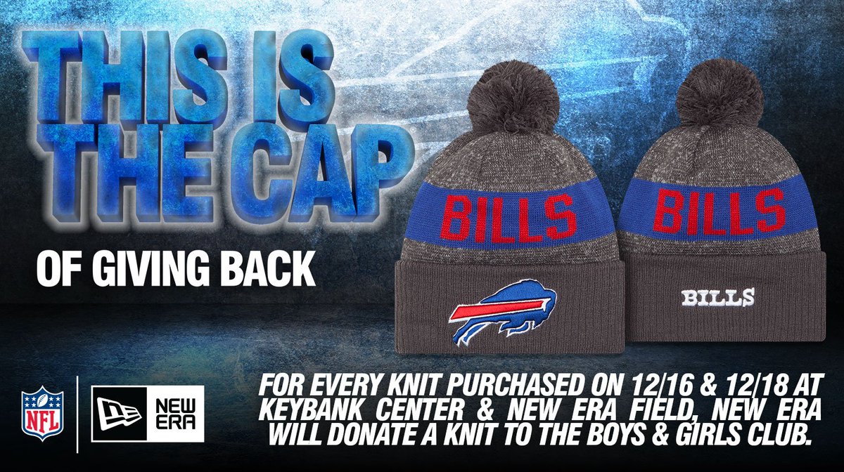 BuffaloBills's tweet image. Buy a knit, give a knit! For every knit cap purchased at @NewEraField Sunday, New Era will donate a knit cap to the Boys and Girls Club.