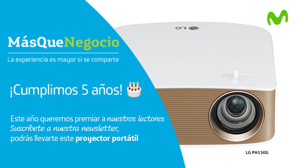 🎉¡#MásQueNegocio cumple 5 años!🎂
Participa en el concurso #5MQN
Puedes llevarte un proyector📽portátil
+info.👉🏼 bit.ly/concurso5MQN