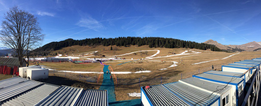 SportPsychNic's tweet photo. Where has winter gone? Fabulous work from the course crew #whitewinter #climatechange #manmadesnow #LaClusaz https://t.co/euunQSpLNE