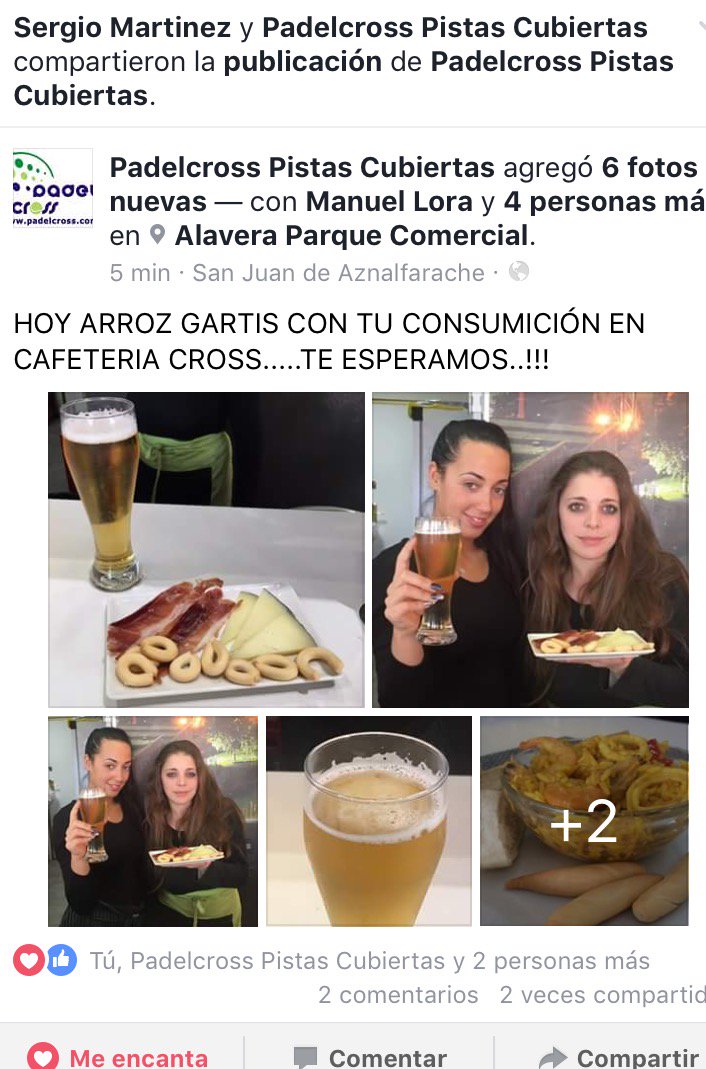 Padelcross's tweet photo. arroz gratis con tu consumición en cafetería @bpcross1 https://t.co/v6NCwPWD54