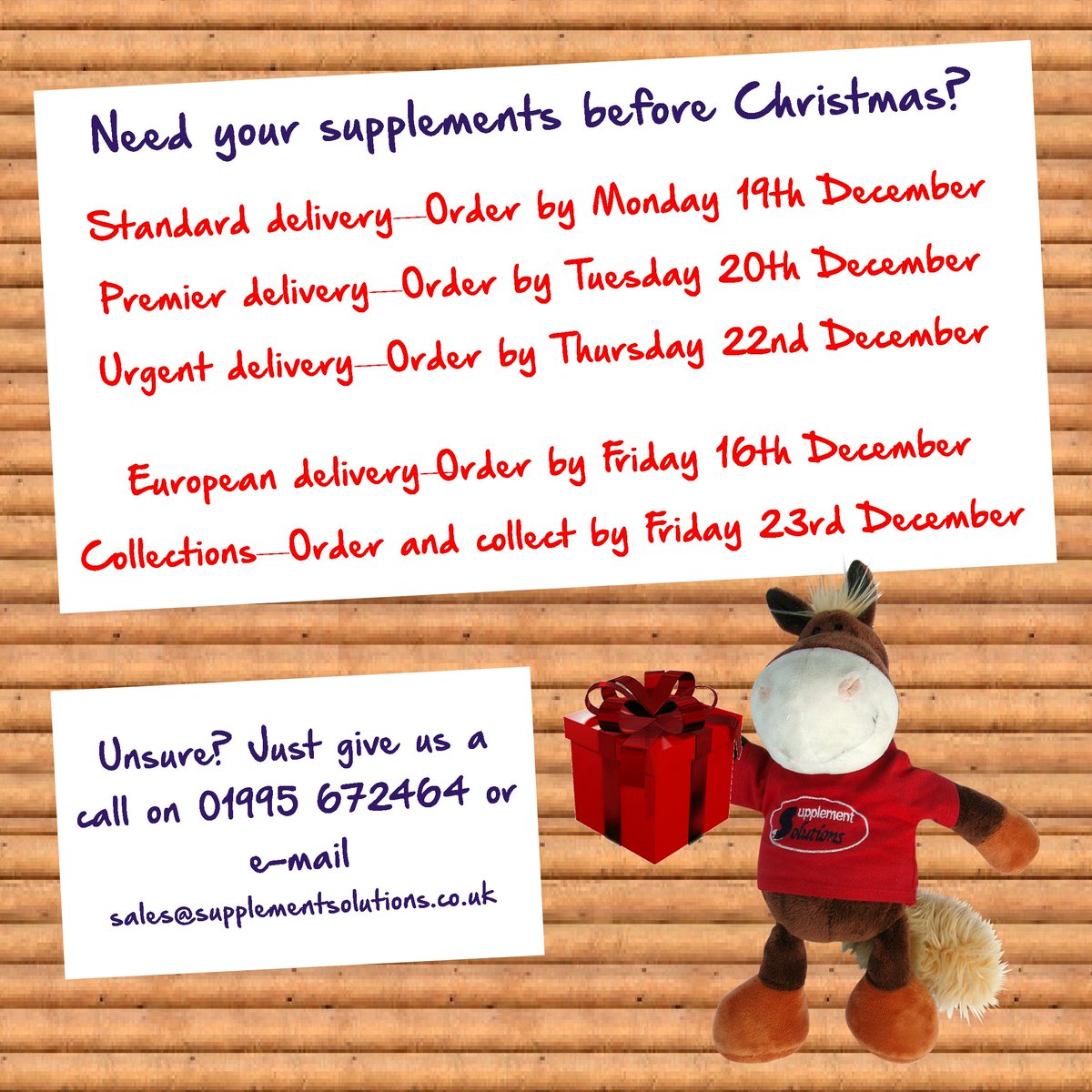SupSolutions's tweet image. Need your supplements before Christmas? Here's a guide to order cut off points. We will always try our best to dispatch orders quickly!