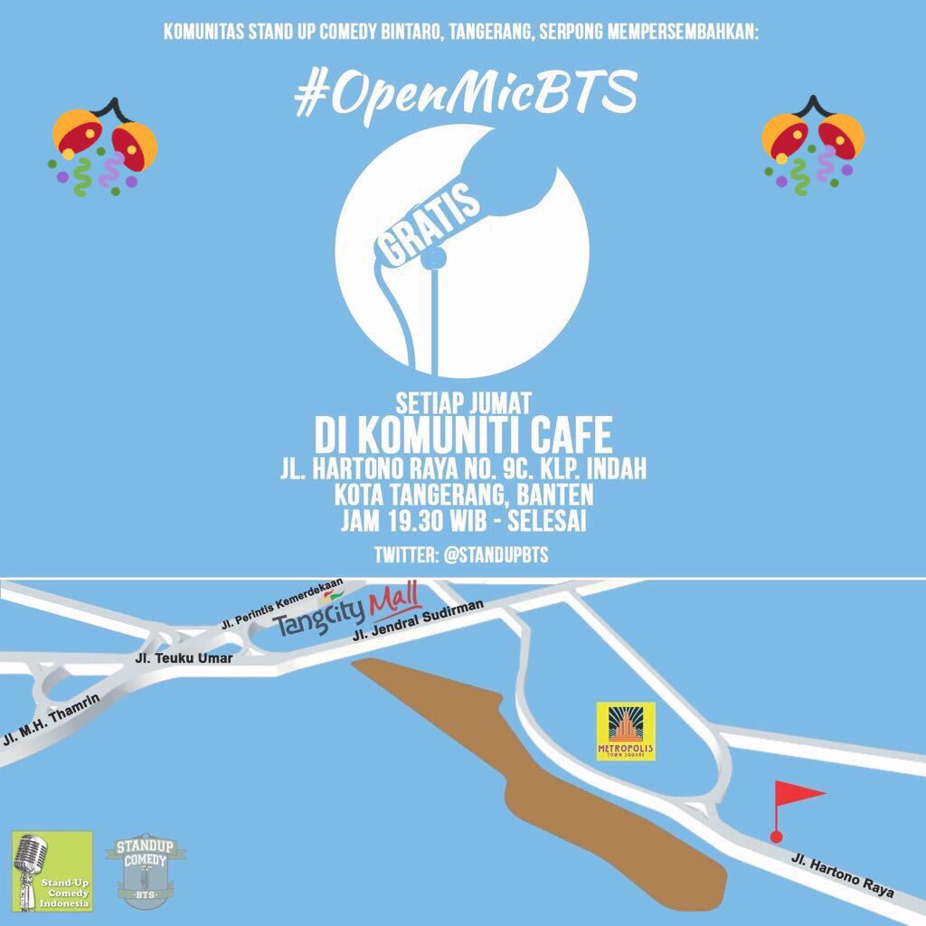 StandUpIndoTNG_'s tweet photo. yuk temen-temen, mimin udah di komuniti cafe nih. yang dijalan hati-hati yaa. #OpenmicBTS https://t.co/71l3yUBhzX