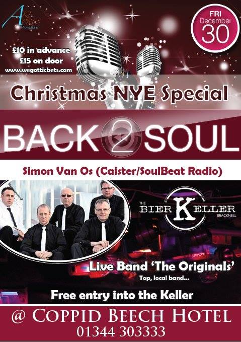 Fri 30th Dec Back2Soul Ov25s Club Night Tkts £10 tinyurl.com/gpw7j3y <a href="/SloughLover/">Slough Lover</a> <a href="/BerkshireLovers/">Berkshire Lover</a> <a href="/Berksgigguide/">Berkshire Gig Guide</a> @berkshirescenes