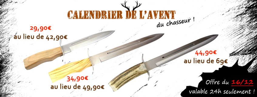 cotechasse's tweet photo. [Calendrier de l'avent du chasseur] L'offre du 16/12 : grosses promos sur les #dagues de #chasse ! A découvrir sur https://t.co/gQ4foN1Nip https://t.co/ELRoQEikpH