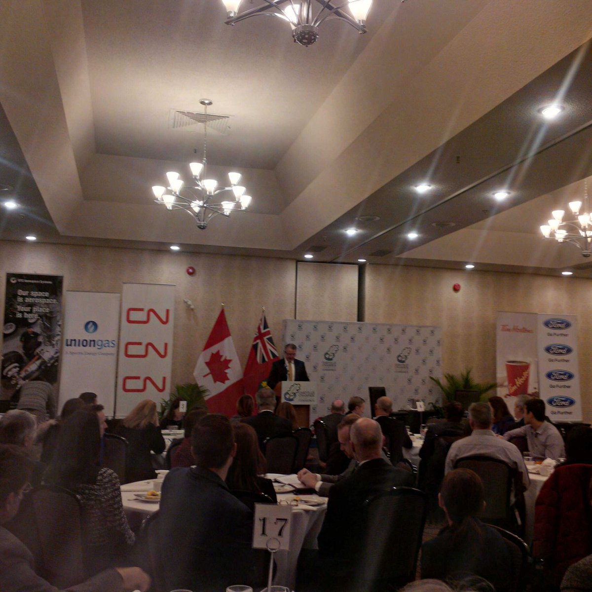 OakvilleChamber's tweet photo. A packed room @HIOakville this morning for our breakfast with The Hon. @MPPKevinFlynn https://t.co/QC6cCl63Wl