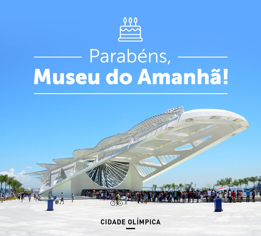 O <a href="/museudoamanha/">Museu do Amanhã</a> #TáDeParabéns! Hoje, ele completa um ano de vida. 🎂👏  Partiu comemorar!  bit.ly/2gSylR7.
