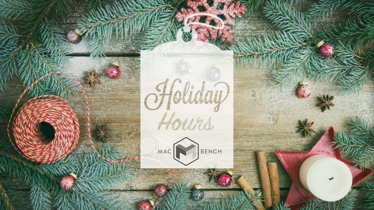 TheMacBench's tweet image. The MacBench will be closed on December 24th, 25th &amp;amp; 26th for Christmas and December 31st, January 1st &amp;amp; 2nd for New years.