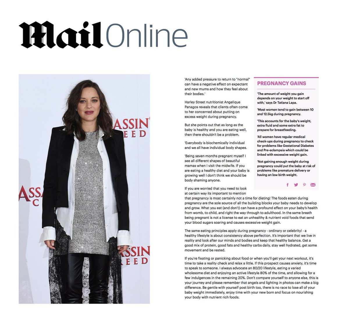 apnutrition's tweet photo. My advice on weight concerns during pregnancy in @MailOnline #AskAngelique #Apnutrition https://t.co/lgGWIADnKk