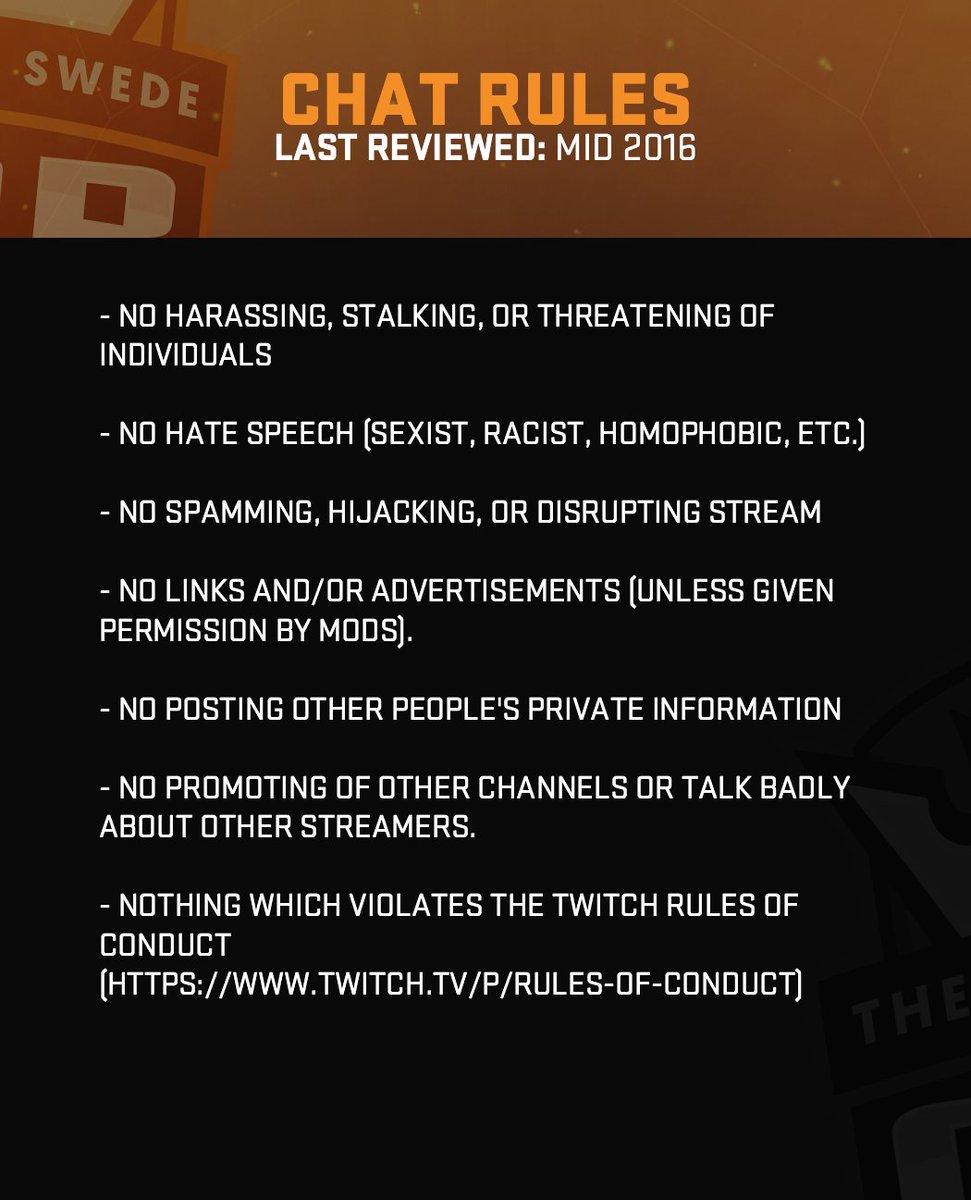 Joel On Twitter Updated Chat Rules And Mod Guidelines Hopefully This Will Make Modding Easier For The Lovely Folk Helping Out More Details On Discord Https T Co Hp7ybnqmnv Twitter