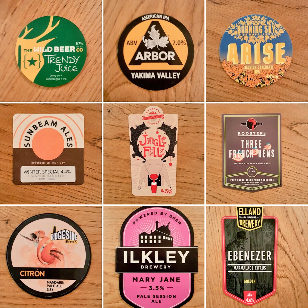 ArcadiaLeeds's tweet photo. Fridays Beers 
#FridayFeeling #madfridaypart1 #caskale #beer #ipa #porter #paleale #christmasbeers #headingley #timeforaxmastavern 🍻🎅🍻🎅 https://t.co/s8rEpDzuFp