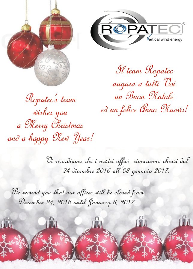 Vacanze Natalizie - Christmas holidays #Ropatec #windenergy #energiarinnovabile