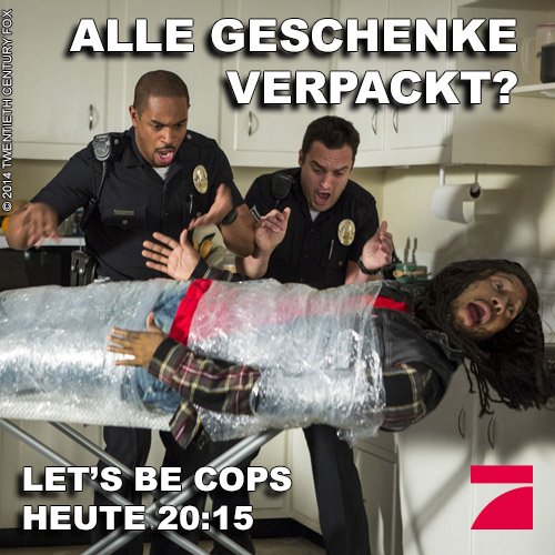 ProSieben's tweet photo. Hier werden Sie geholfen … #LetsBeCops 20:15 @MrJakeJohnson @wayansjr #NewGirl https://t.co/7W05gUhMM5