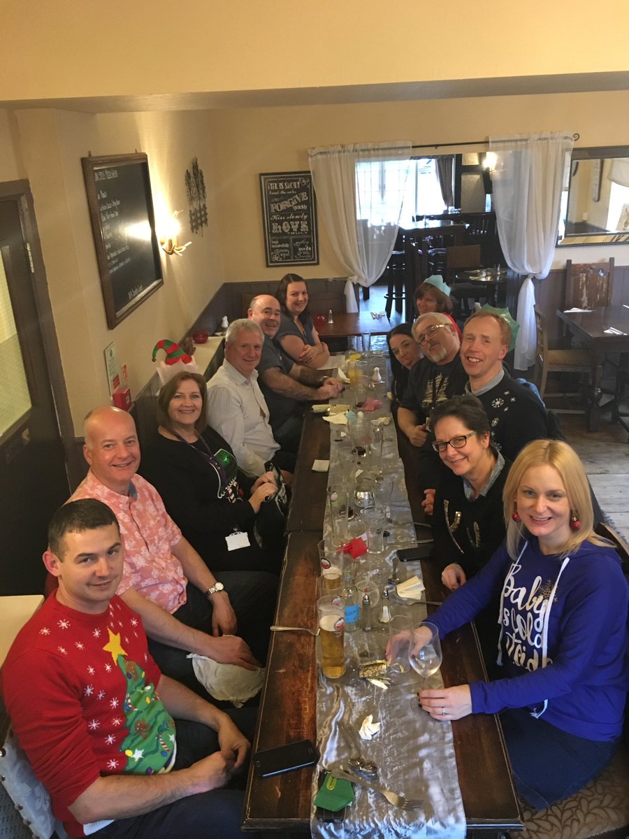 SazFisher's tweet photo. Christmas lunch! @PropertyCareSPC #fullofchristmascheer #ChristmasJumperDay #naughtygemma! https://t.co/b8EKTm5sGG