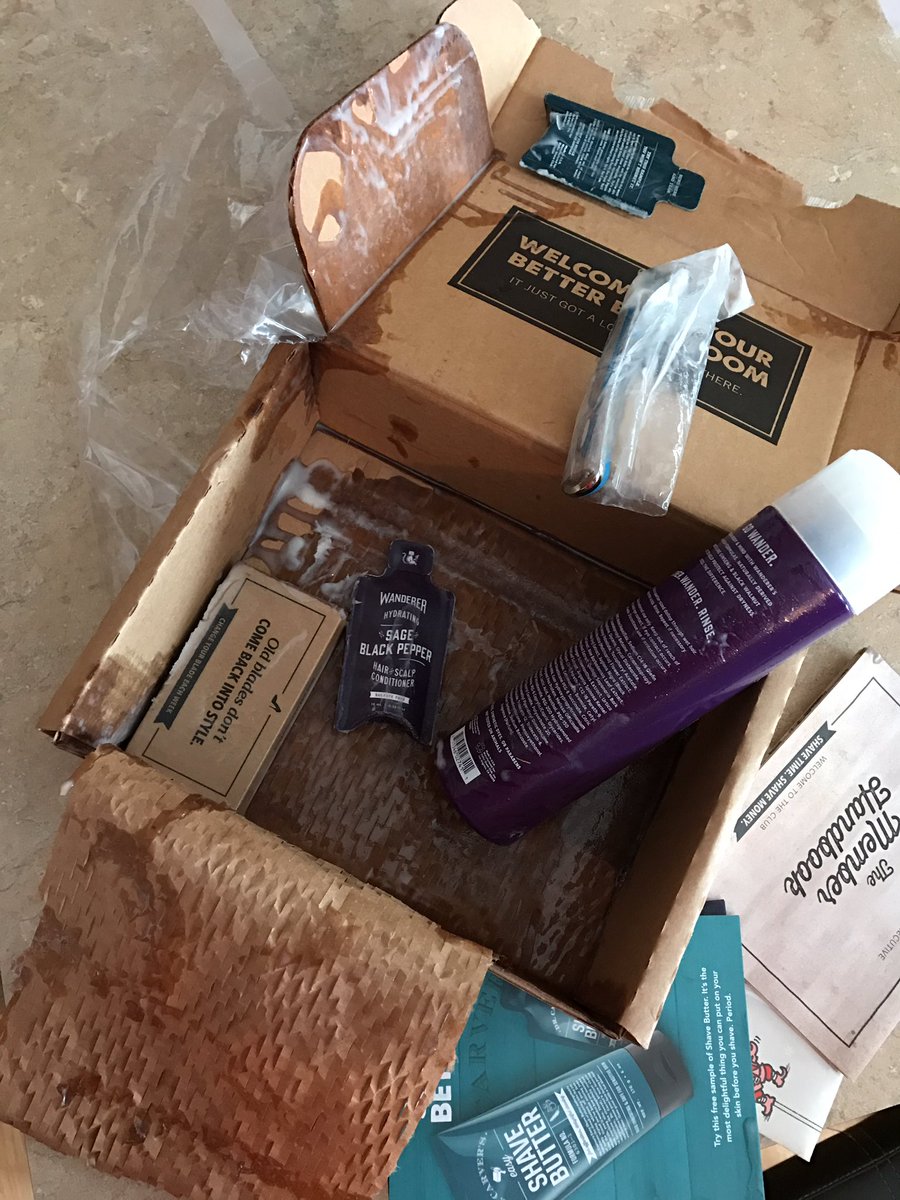 itsmeshawnb3's tweet image. Hey @DollarShaveClub my shave kit exploded during shipping. Can you send a new one? #kitchenmess #packagingproblems