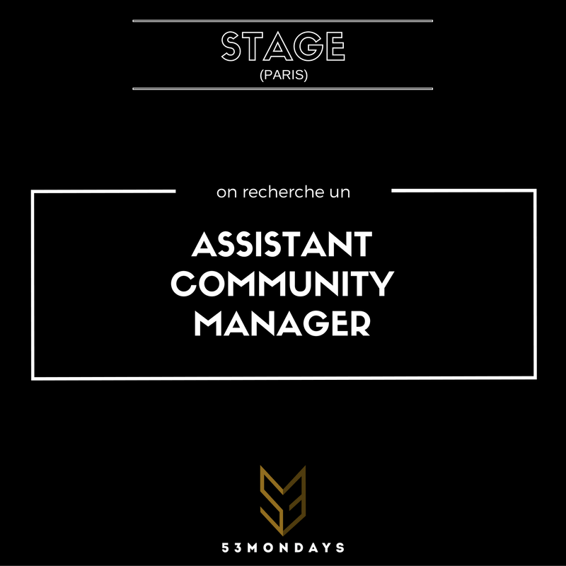 53mondays's tweet photo. On recherche notre prochain stagiaire assistant #communitymanager  à #Paris ! Faites tourner ! https://t.co/AyHHgJdgTF #stage #communication https://t.co/dyEinUflbX