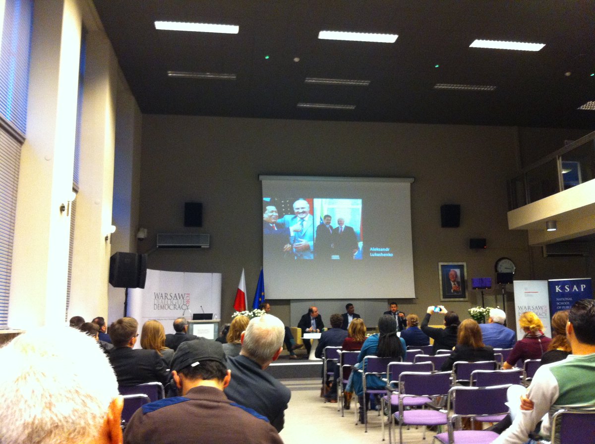 A_Sannikov's tweet photo. Latin American #dictators support each other: #Chavez, #Lukashenka, #Maduro Foto fact during discussion at #WDD2016 https://t.co/0l1ysNFZLT