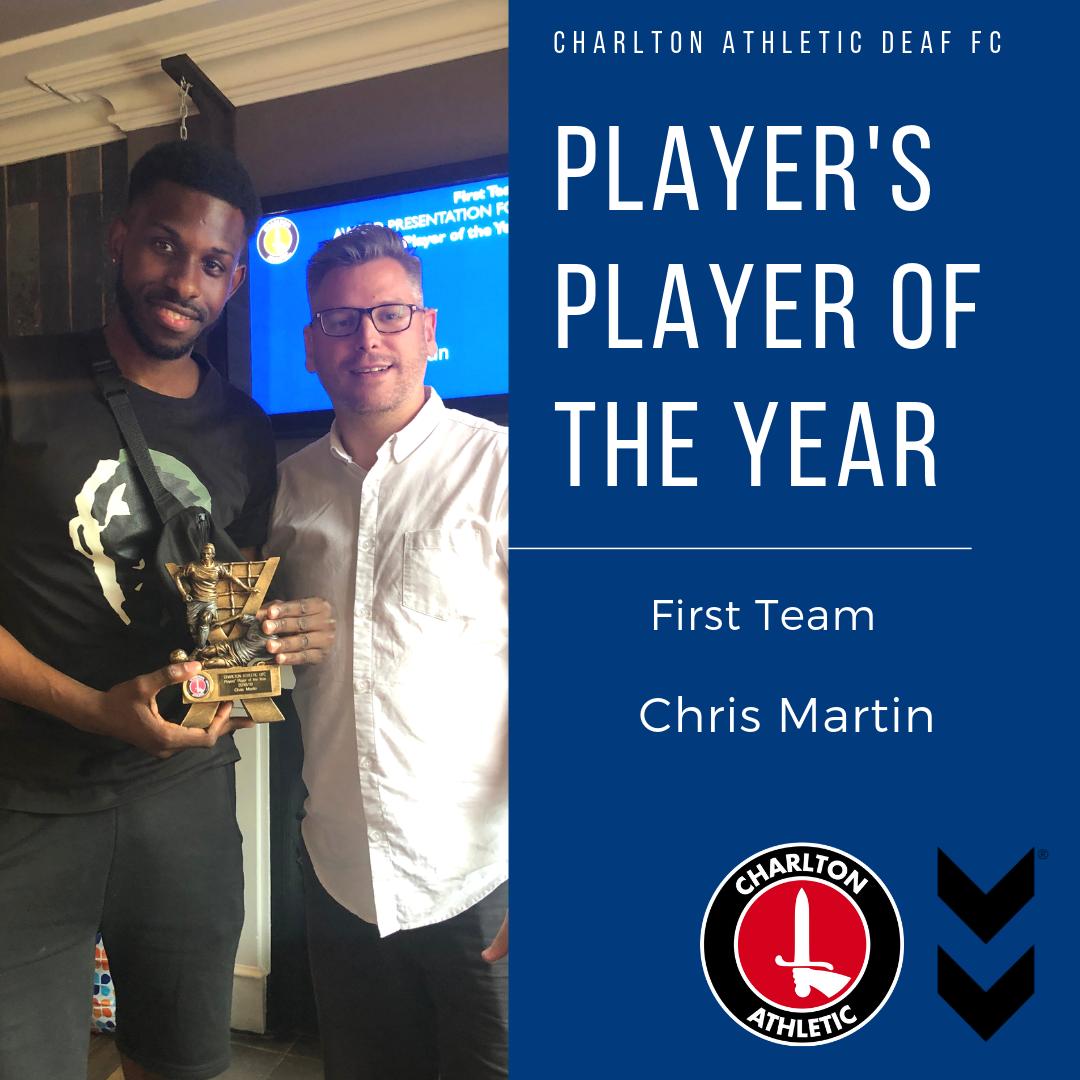 WellingUtdDeaf's tweet photo. Player’s Player of the Year 2018/19 for First Team - Chris Martin! 🏆 
#CharltonAthletic #Deaf #Footballclub #London #Kent #cafc #cact #cadfc #europe #DCL #EDF #bromley #southlondon #league #competition #awards #presentation #achievements #winners #family #bigclub https://t.co/K8iWKFojd8