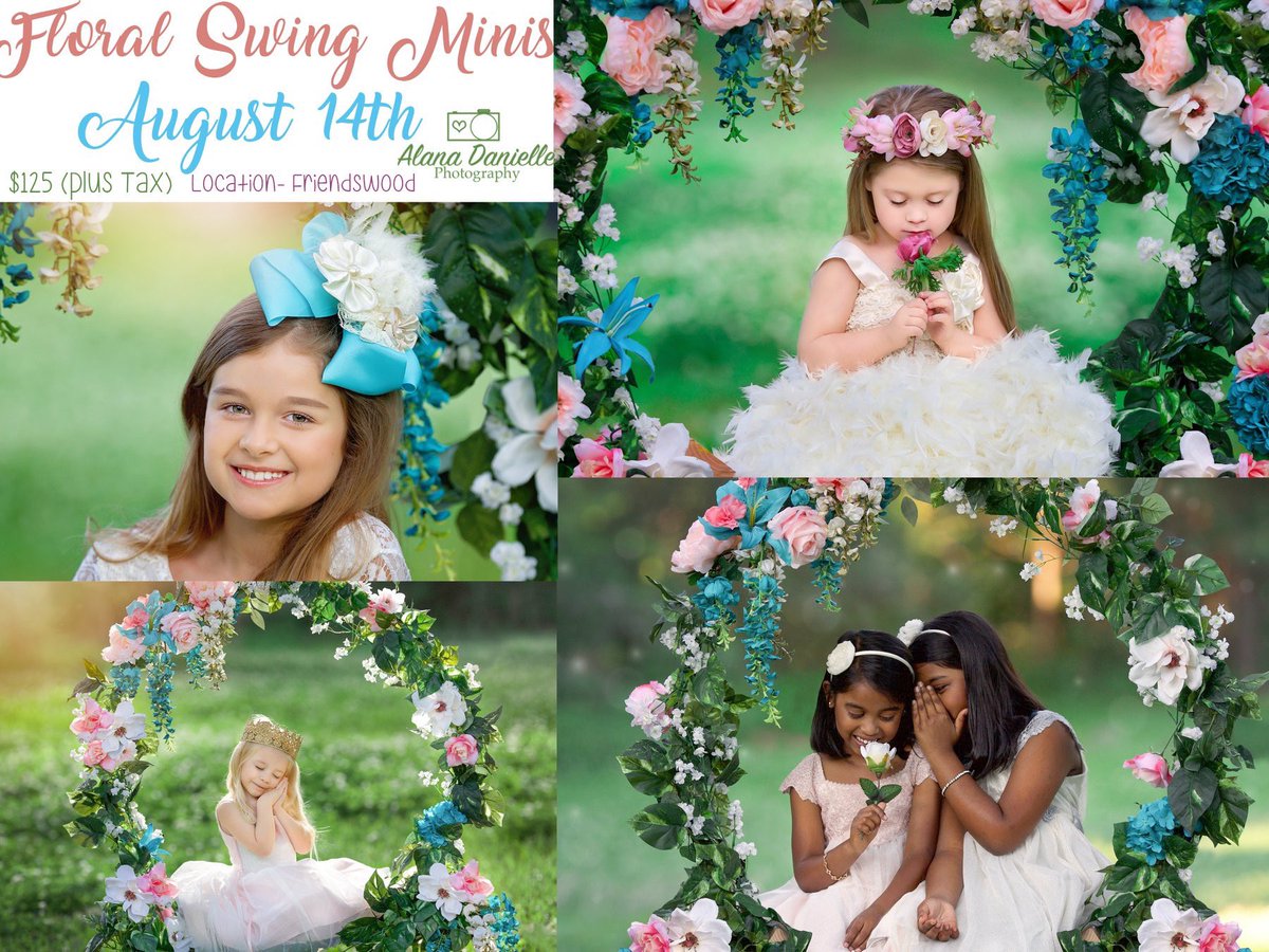 ADPhotography18's tweet photo. Floral Swing Minis! August 14th✨-$125.00 for 5 edited photos! All ages are accepted!👑🌸 https://t.co/iwv4gMUtiM